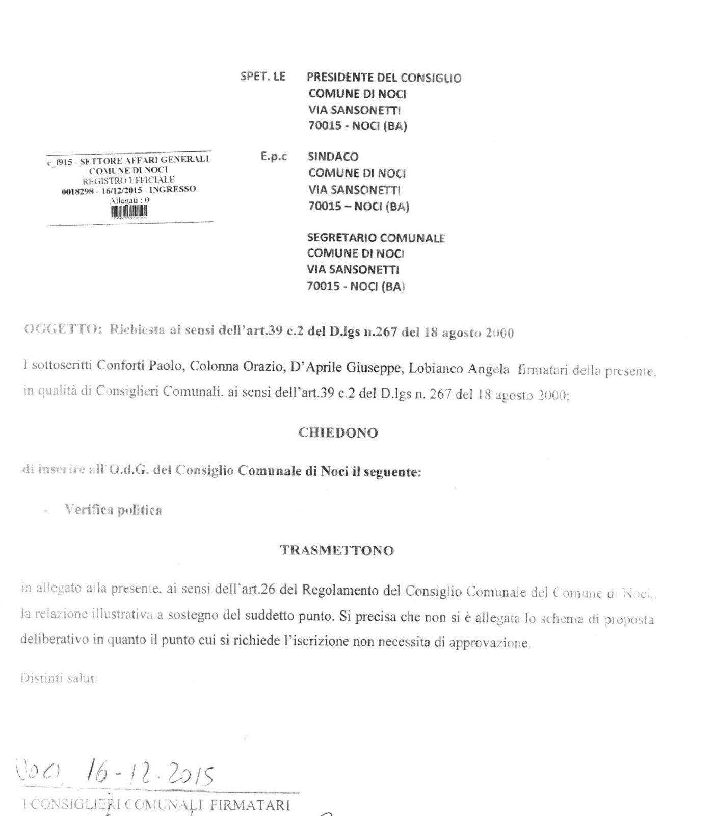 12 18 verifica politica minoranza